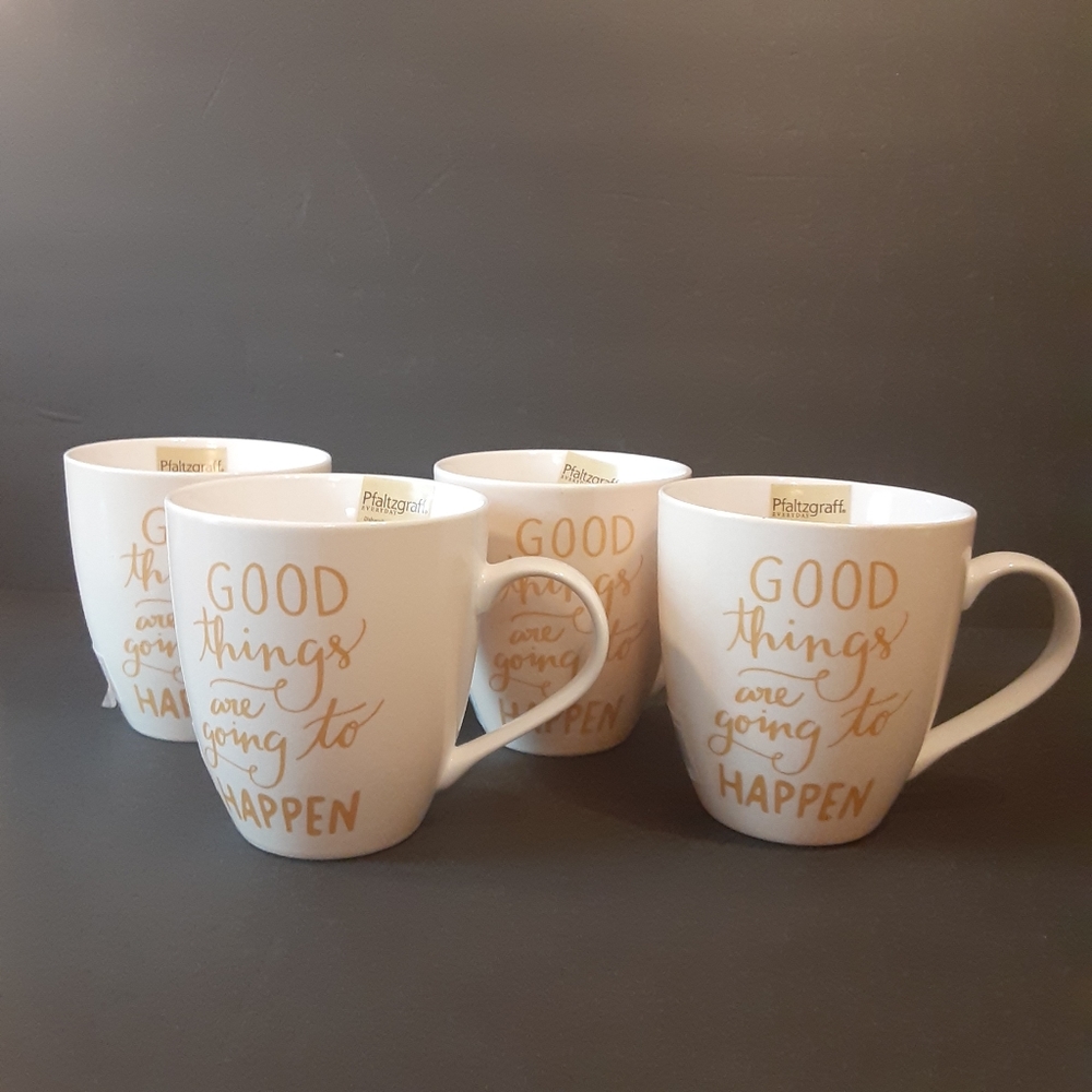 PFALTZGRAFF Everyday "Good things Are Going To Happen" Mug 18 oz. Set of 4 NWT - Picture 3 of 11